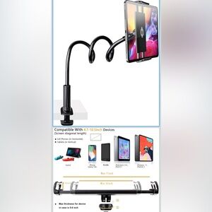 Flexible Gooseneck Tablet Holder - Black